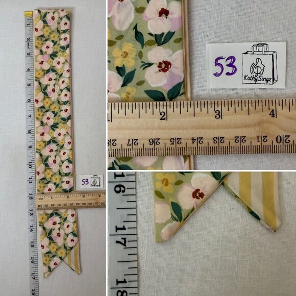 Slim Scarf Yellow Floral 34in Two Sided Cottagecore Quiet Luxury No65 - Picture 6 of 14